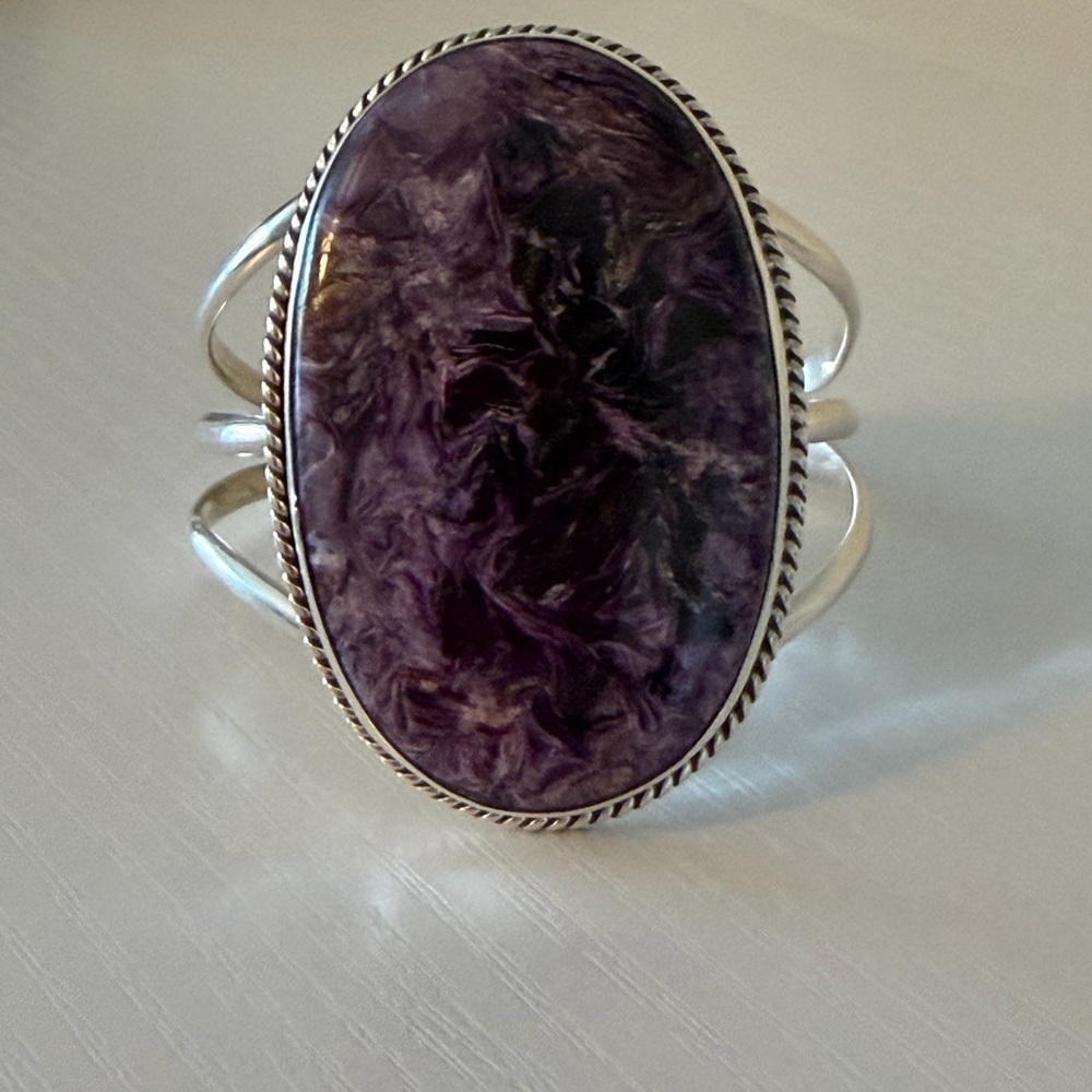 Charoite & Sterling Silver Western Cuff